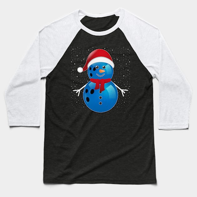 Bowling Ball Snowman Santa - Funny Christmas Gift Baseball T-Shirt by DoFro